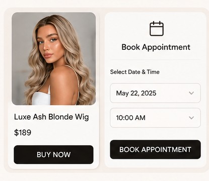 Shopper buys the hair or books an appointment